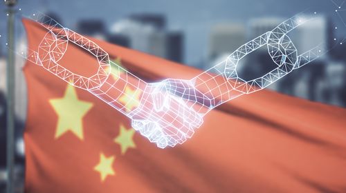 abstract-virtual-blockchain-technology-hologram-with-handshake-flag-china-blurry-skyscrapers-background-digital-money-transfers-decentralization-concept-multiexposure